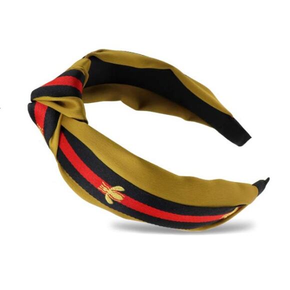 LUXE "WannaBee" GOLD/RED/BLACK Top Knotted Headband 💚❤️💚🐝 (LHXX006) - Picture 1 of 1